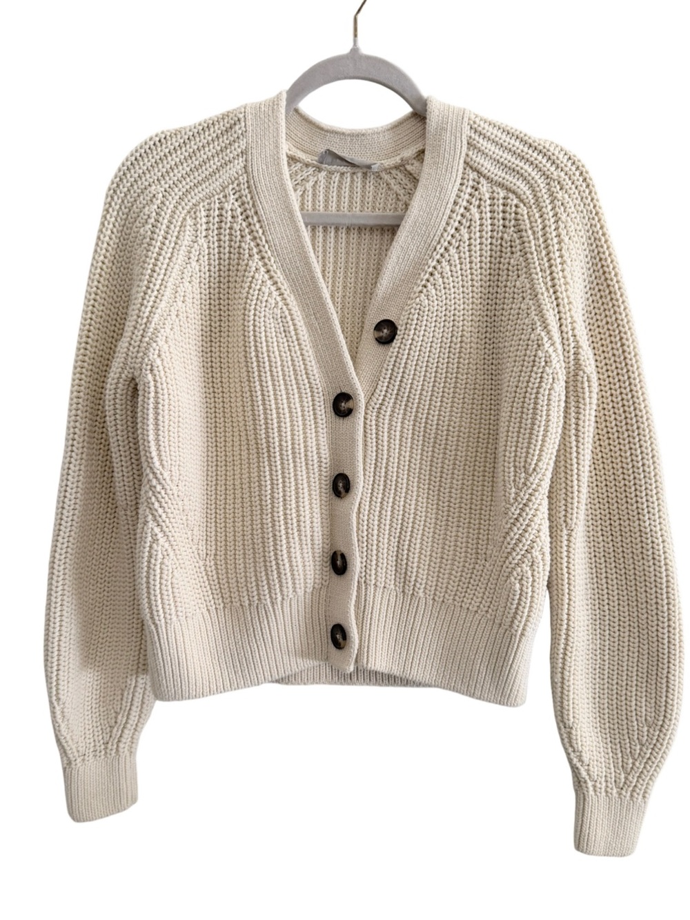 EVERLANE Textured Cotton Cardigan Sweater - Cream  Size Small